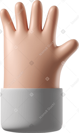 3D White skin waving hand with fingers splayed PNG, SVG