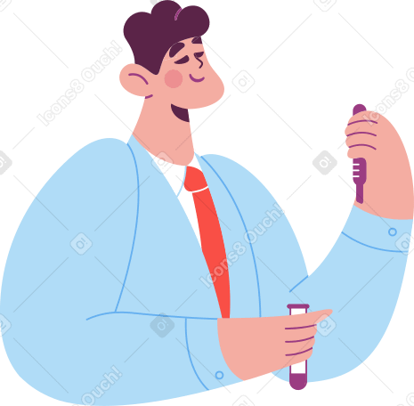 scientist in a coat with a thermometer Illustration in PNG, SVG