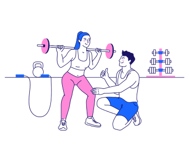 Mujer y entrenador hacen fitness PNG, SVG
