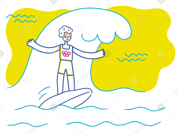 Mann surft bei den olympischen spielen auf den wellen PNG, SVG