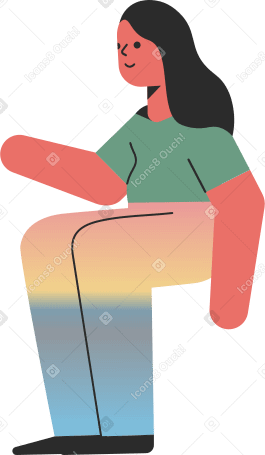 positive sitting woman Illustration in PNG, SVG