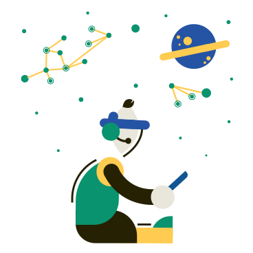 Boy in vr headset exploring space PNG, SVG