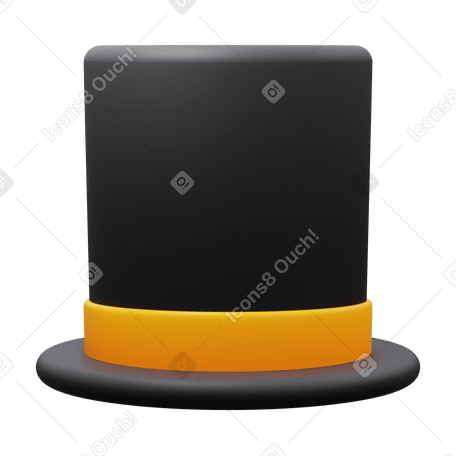 3D Черная шляпа в PNG, SVG