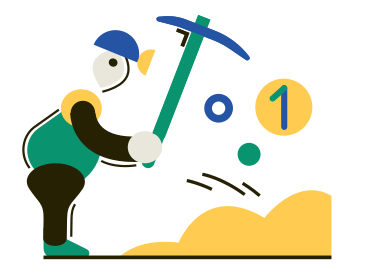 Worker mining gold with pickaxe PNG, SVG