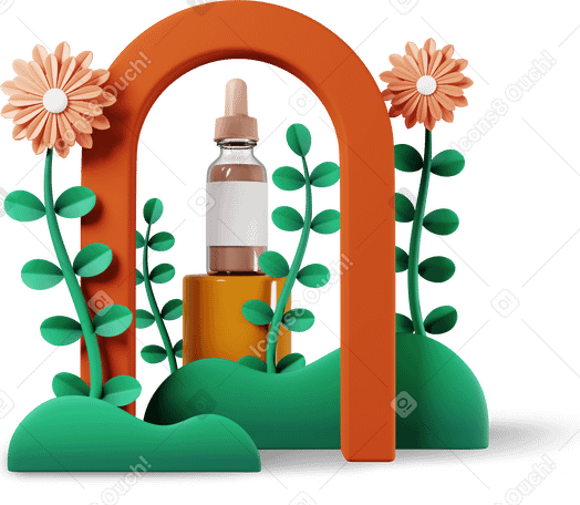 3D cosmetic with flowers in arc PNG, SVG