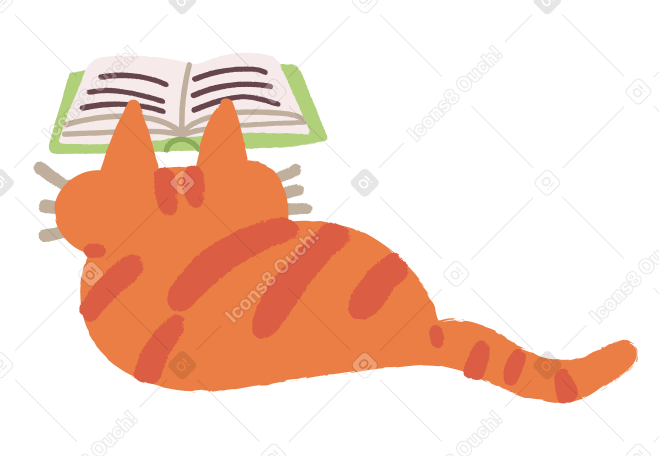 Pet cat reading a book PNG, SVG