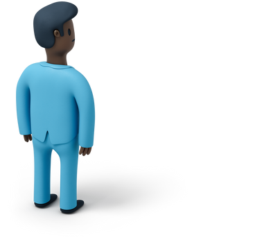 Back view of black businessman looking right PNG, SVG