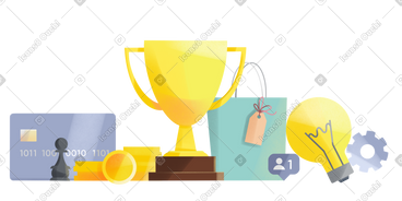 Winner cup with money and gift PNG, SVG