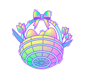Wicker basket with eggs and tulips for Easter PNG, SVG