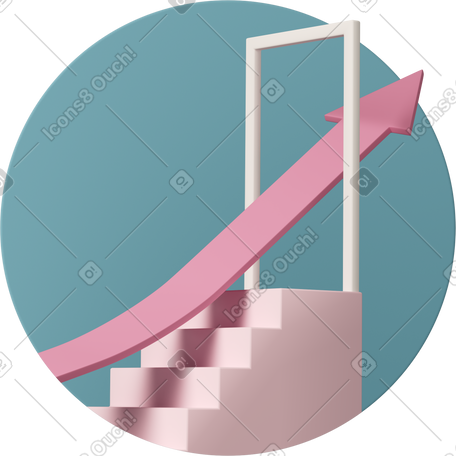 3D steps with arrow pointing up PNG, SVG