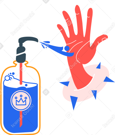 antiseptic and right hand Illustration in PNG, SVG