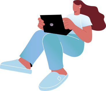 sitting woman with open laptop PNG, SVG