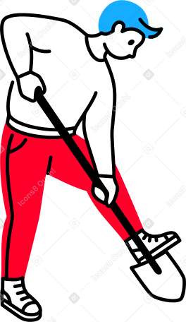 man digging Illustration in PNG, SVG