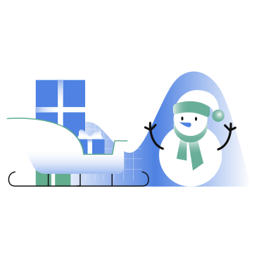 Schlitten des weihnachtsmanns mit schneemann und kisten PNG, SVG