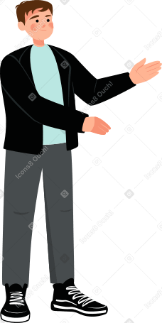 the guy holds out his hands Illustration in PNG, SVG