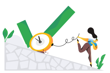Woman running with clock PNG, SVG