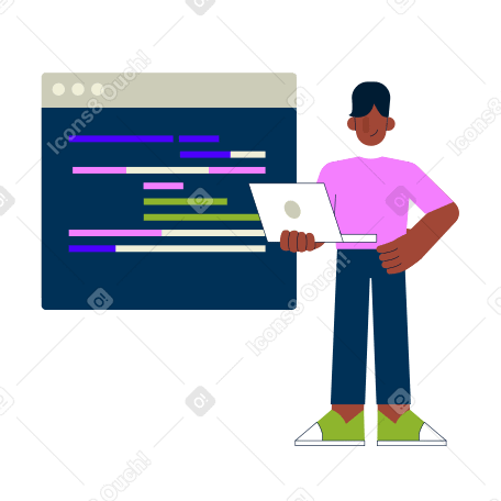 Man writing programming code PNG, SVG