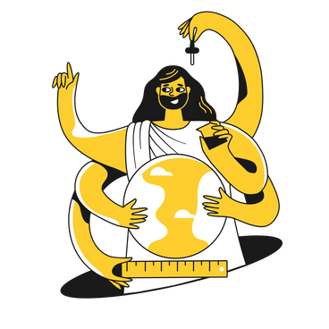 Six arm god with planet PNG, SVG