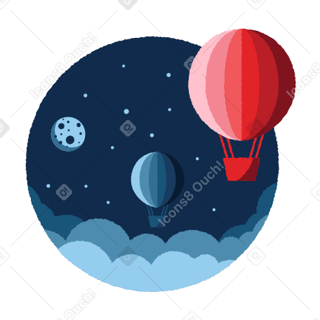 Space hot air balloons Illustration in PNG, SVG