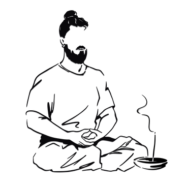 Man meditating with aroma lamp PNG, SVG