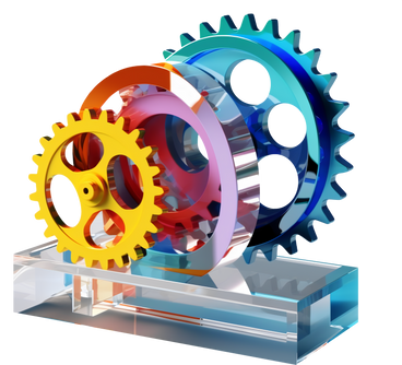 abstract sculpture with colorful gears PNG, SVG