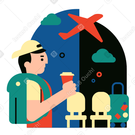 At the airport Illustration in PNG, SVG