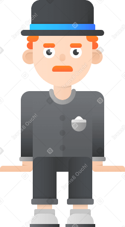 redhead man in black suit and hat Illustration in PNG, SVG
