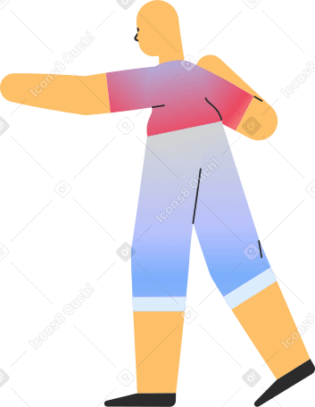 person in shorts pointing back Illustration in PNG, SVG