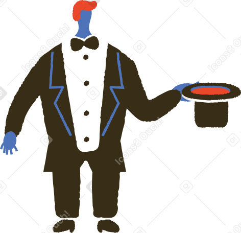 magician with hat Illustration in PNG, SVG