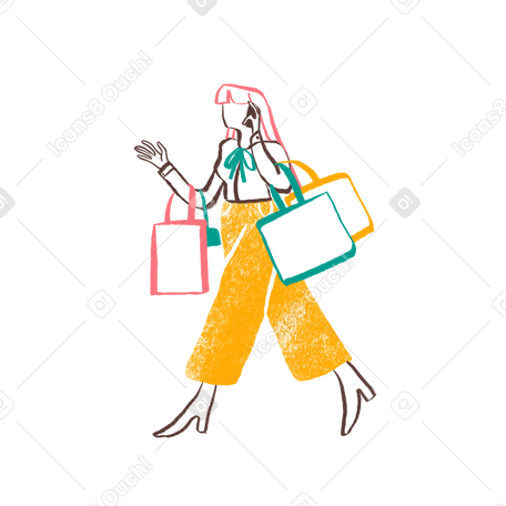 쇼핑백을 들고 걷는 여자 PNG, SVG