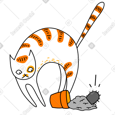 猫打翻了盆栽植物 PNG, SVG