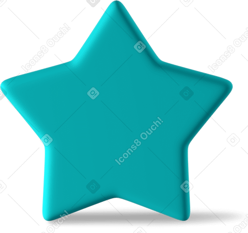 3D turquoise star standing Illustration in PNG, SVG