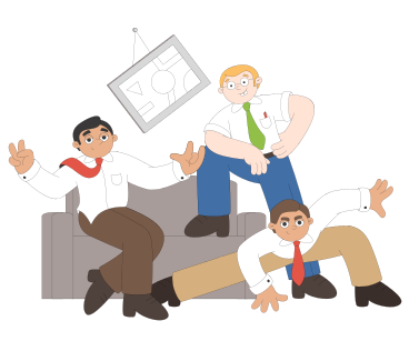 Group of office workers doing teambuilding exercises PNG, SVG