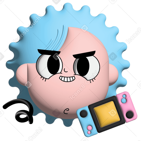 Girl with game console PNG, SVG