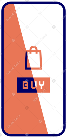 Smartphone laranja com inscrição comprar na tela PNG, SVG