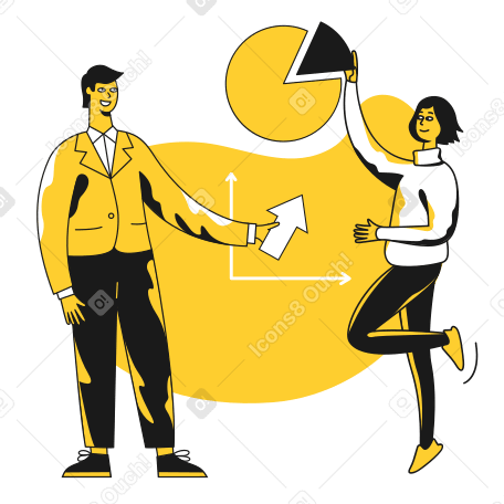 Teamwork and analytics Illustration in PNG, SVG