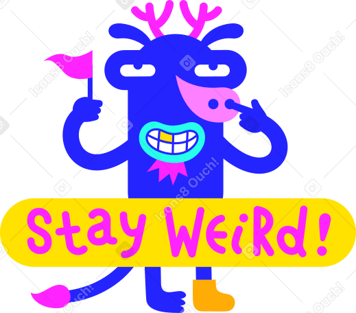 lettering sticker stay weird quirky character Illustration in PNG, SVG