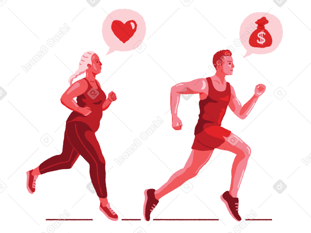 man running for money and woman running for love в PNG, SVG