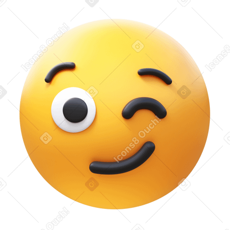 3D winking face emoji PNG, SVG
