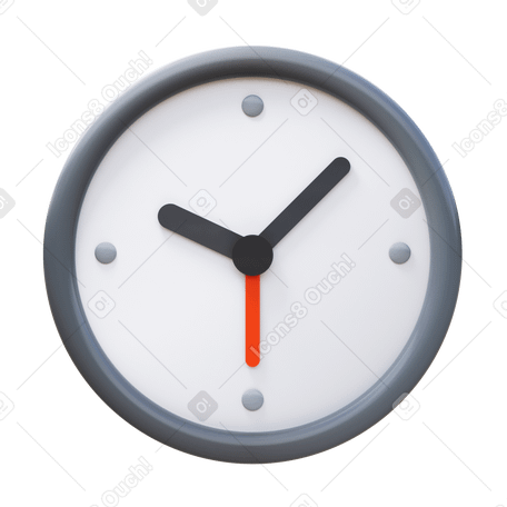 3D clock Illustration in PNG, SVG