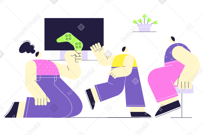 Family video game tournament Illustration in PNG, SVG