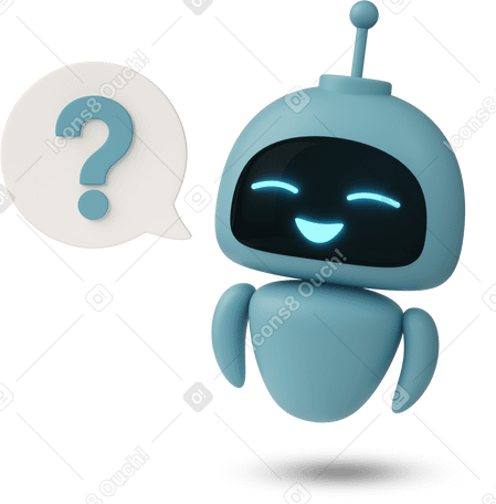 3D chatgpt robot with question mark in speech bubble PNG, SVG
