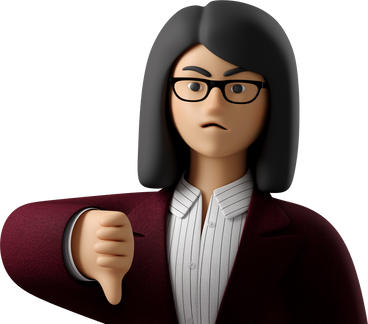 close up of angry businesswoman in red suit showing thumbs down PNG, SVG