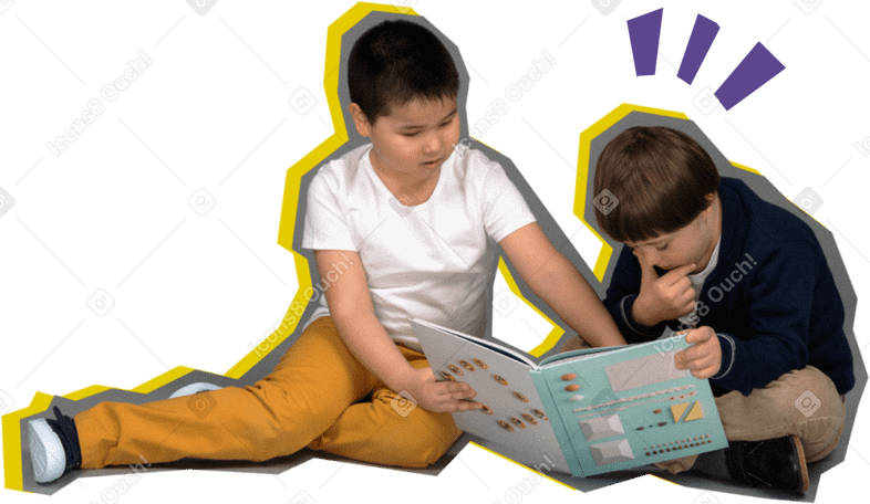 Niños leyendo un libro PNG, SVG