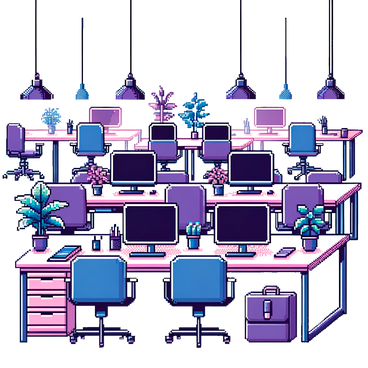 pixel background of an office space with no walls PNG, SVG