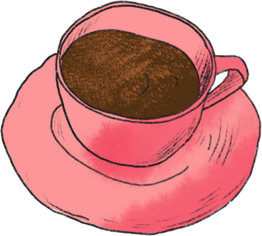 Pink mug with black coffee PNG, SVG