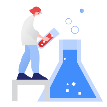 Female scientist conducting an experiment with flask PNG, SVG