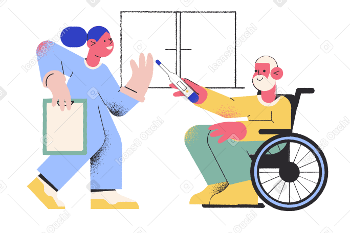 Elderly care Illustration in PNG, SVG
