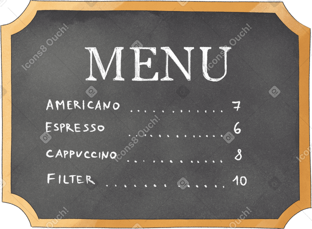 chalk board with menu Illustration in PNG, SVG