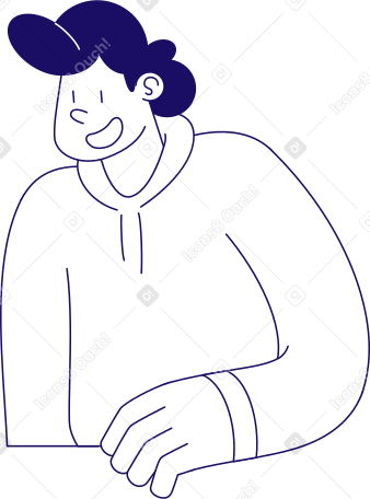 Мужчина улыбается и смотрит вниз в PNG, SVG